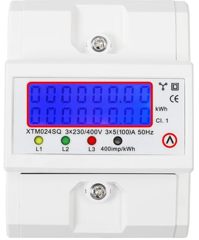 MIRTHBUY Stromzähler Digital 3 Phasen,Geeichter Drehstromzähler DIN-Schiene
