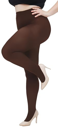 Hiltzo Collant Donna Taglie Forti 80D Calze Coprenti Elastiche per Taglie Trasparenza Media con 10 Colori Per Ufficio, Casual e Occasioni Speciali marrone 3XL