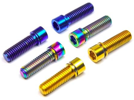 Generisch 6Pcs M5 M6 M7 M8 * 16/20mm Titan Ti Vorbau Schrauben Schrauben Verschluss Mit Unterlegscheibe for Fahrrad Vorbau Sattel Bremse Roller(Rainbow,M7x20mm)