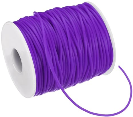 M METERXITY Corde en Caoutchouc Tubulaire Creuse 54.7 Verges Purple | Fil Élastique, Corde De Coiffeur pour Fabrication De Bijoux, 2mm Avec Trou 1.2mm, Ficelle Élastique, pour Colliers