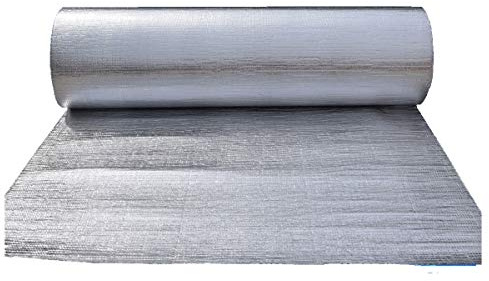 WDSOPK Foil Insulation Roll Insulation Foil Self-adhesive Thermal Insulation Aluminium Foil Membrane Vapour Barrier And Waterproof Reflector Bubble Foil Save Energy For Attics L(1x5m)