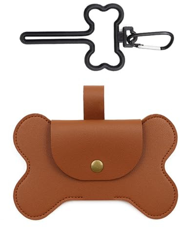 Distributeur de sacs à crottes pour chien, support de sac à crottes en cuir, distributeur sacs déjections canines, porte-sac poubelle en forme lapin marron pour promener le chien, distrib