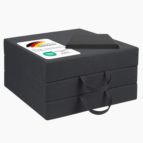 MSS e.K. Klappmatratze NEO – 90x200x15 cm mit Tragetasche (Anthrazit) – Faltbare Gästematratze, komfortable Reisebettmatratze, platzsparend, ideal als Notbett