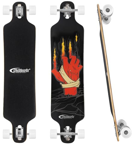 Nattork 42 Inch Cruiser Longboard Skateboard Complete 8 Ply Canadian Hard Maple for Commuting, Carving & Downhill Riding with T-Tool, Made for Adults, Teens and Kids