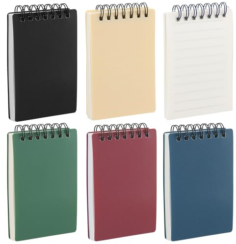 Spirala anteckningsblock, retro mini anteckningsblock A7, 6 st x 80 ark vattentätt anteckningsblock ficka anteckningsbok med linjerad, skrivblock räkneblock ritblock för memos kontor skola hem