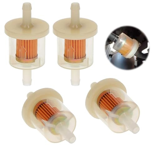 4er Set Benzinfilter Kraftstofffilter Universal 8mm Sprit Filter mit Transparenter Bauweise Universal Benzin Flüssigkeitsfilter Mehrweg-Kraftstofffilter für Roller Mofa Motorrad RasenmäherAuto