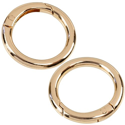 AERZETIX - Juego de 2 anillas redondas para bolso Ø35mm con cierre de resorte | bolsos de mano bandoleras costura manualidades proyectos DIY | color dorado | en metal