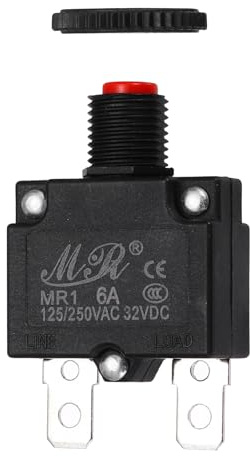 QUARKZMAN Interruttore Termico 6A 125/250V AC 32V DC Rosso | Protezione Sovraccarico Circuito Reset Manuale A Pulsante, per Circuiti