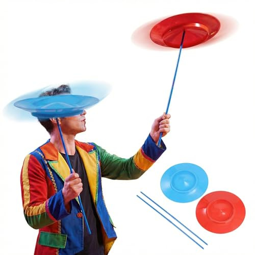 SUPVOX - Juego de 2 platos chinos de malabarismo con palos, para niños, niñas y adultos, material resistente para espectáculos y fiestas