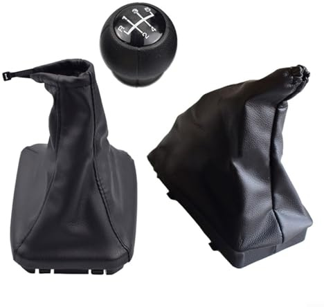 Lawnoval Für Opel Corsa C Schaltknauf Kofferraum Abdeckung Handbremse Staubschutz 3-teiliges Set für TIGRA B für Combo C 2004-2009 PU-Leder schwarz (ohne weißen Kreis)