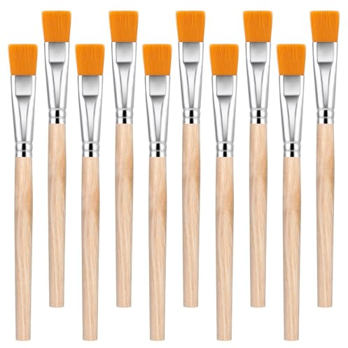 Ymapinc 10 Stück Acryl Pinsel Flache Pinselset Nylon Borstenpinsel Groß Malerpinsel für Acrylmalerei Ölmalerei Gouachemalerei Anfängermalerei(17mm)