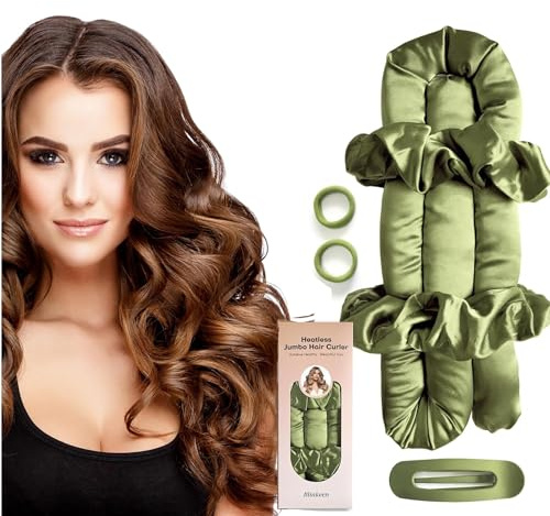 Heatless Hair Curler Set-Satin Heatless Curls Overnight, Jumbo Curling Rod Headband, No Heat Curlers to Sleep in