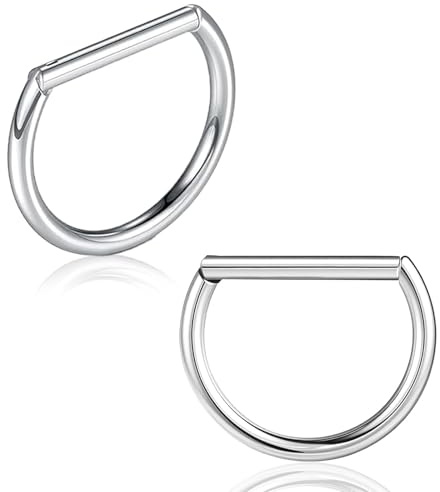 nuneoeuo 2PCS Piercemed Nipple Rings with D Shape Stainless Steel, Nipple Piercing Jewellery, Piercing Body Jewellery Also Suitable for Women Men Nose Piercings Tragus Lip Piercing Tool