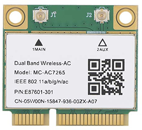 OVAQUIXI Tarjeta WLAN PCI-E, Tarjeta de Red Gigabit de Doble Banda, Banda de Frecuencia 2.4G/5G, Soporte Inalámbrico Bluetooth 4.2, MC - AC7265 Chip 7265AC Incorporado, para PC Portátil