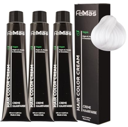 FemMas Lot de 3 teintures capillaires spéciales Blond sable cendré 12.71 I Crème à l'huile d'argan, de kératine et céramides I Coloration permanente ou teinte pour des résultats de couleur éclatants I