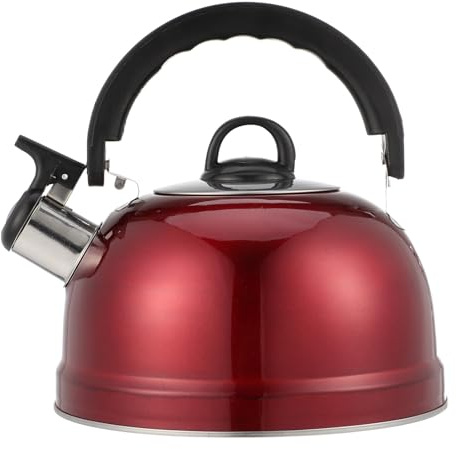 Tetera Silbante Acero Inoxidable 3l de Inducción y Gas | Rojo, Tapa Incluida y Aviso Musical, para Calentar Té, Café y Vino Especiado Varios estilos