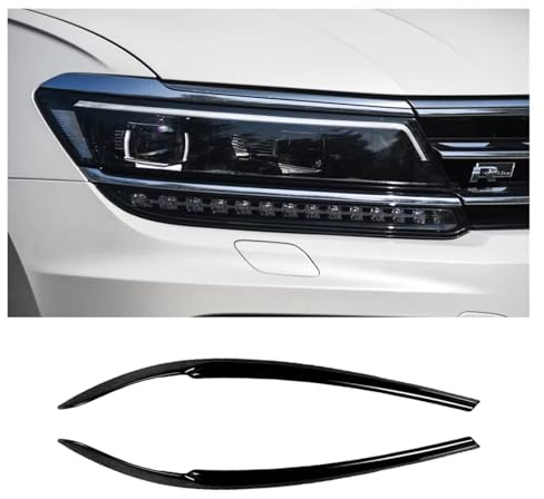 Frontspoiler Bil För VW För Tiguan MK2 R För Line T TDI 2017-2023 Strålkastare Ögonlock Ögonbryn Täcklister Klistermärke Spoiler Body Kit Front Bumper Lip(B Gloss Black)