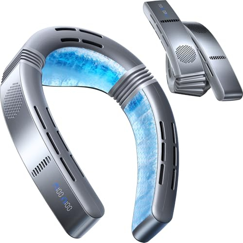 TORRAS COOLiFY 2026 Cyber Fold AI - Aire acondicionado para cuello, área máxima de refrigeración | Enfriador de cuello y cara con viento fuerte ajustable, regalo recargable para papá, marido, titanio