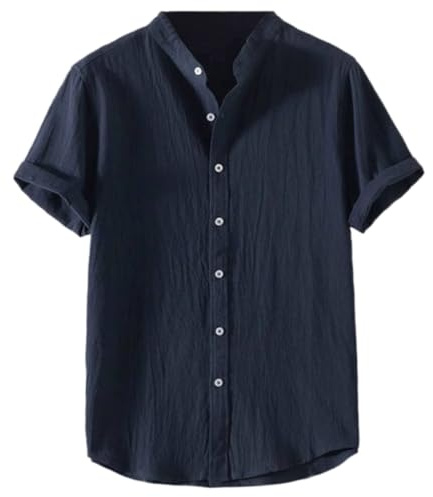 Camisa Lino Hombre Camisa Verano Hombre Blanca Manga Corta Camisas Larga Puño Gemelos Camiseta Marron Jersey Hawaiana Verde Roja Vaqueras Botones Camisetas Ropa Playa 3XL Elastica 4XL De Hortera