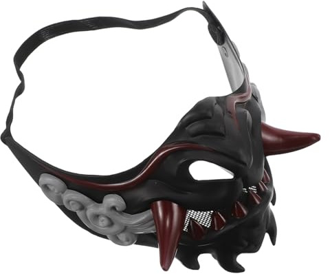 MAGICLULU Maske Atmungsaktiv Samurai Cosplay mit Elastischem Band aus Kunststoff Einzigartiges Design und Komfortabel im Japanischen Stil für Partys und Bühnenauftritte