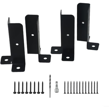 Lot de 4 supports d'ancrage réglables en fer robuste pour pergola, balustrade, poteaux en bois et sols en béton, finition noire