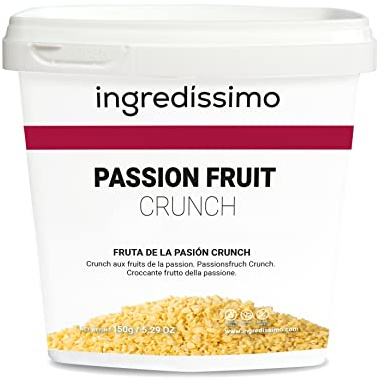 Ingredíssimo Fruta de la Pasión Liofilizada Crunch, 150 g | Trozos crujientes 2-5 mm, decoración y topping, uso alimentario, profesionales y aficionados, sin azúcar añadido