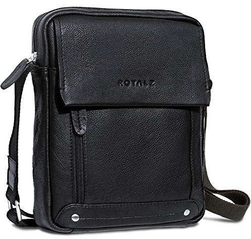 ROYALZ 'Idaho' Moderne Kleine Umhängetasche Herren Leder Männer Handtasche Vintage 10 Zoll Tablet leichte Ledertasche viele Fächer schmal Mini Messenger Bag