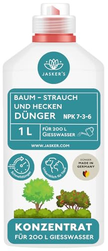 Baum Strauch Heckendünger 1 L - 100% Heckendünger - Viel Kalium & Magnesium für frischgrüne Blätter - Organischer Dünger für Kirschlorbeer & Kirschlorbeerhecken