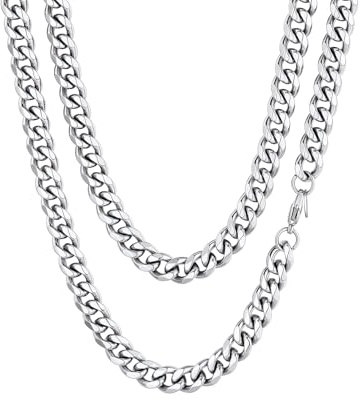 ChainsHouse Männer Kette 9mm Panzerkette Edelstahl Halskette Herren Edelstahlkette Mann Kubanische Kette Herren Gliederkette 55cm Halskette ohne Anhänger Punk Halsschmuck Modeschmuck für Freund