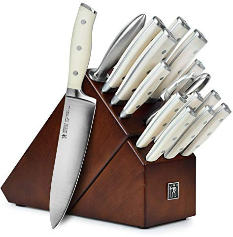 J.A. Henckels International - Juego de bloques de cuchillos forjados (16 piezas), color blanco