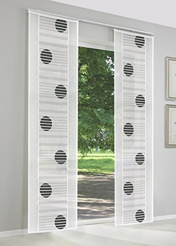 Schiebegardinen nach Maß, Gardinen, hochqualitative Wertarbeit, Maßanfertigung, Schiebevorhang, Raumteiler, Flächenvorhang, halbtransparent, inkl. Laufwagen (150cm Höhe x 60cm Breite / Schwarz)