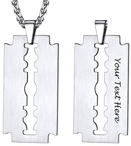 PROSTEEL Herren personalisiert Rasierklinge Anhänger Halskette Edelstahl/18k vergoldet Razor Blade mit 55+5cm Weizenkette trendig eBoy Pendant Necklace ModeSchmuck Accessoire für Männer Jungen