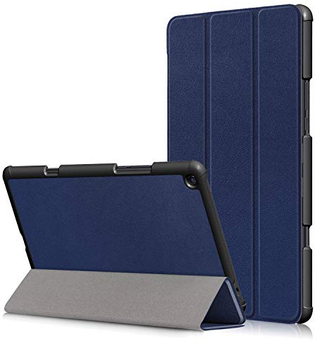 INSOLKIDON Compatible con Xiaomi Mi Pad 4 Plus 10.1 Inch Tablet Funda Protectora Trasera de Cuero Bumper Protección de Cuerpo Completo Funda Protectora de Cuero (Azul Marino)