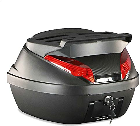 Bagtecs Topcase für BMW F 750/700 / 650 GS, Motorradkoffer, 42 Liter, Schwarz, Einfarbig, Universalmontageplatte, Rigid Plastic, Wasserdicht, Abschließbar