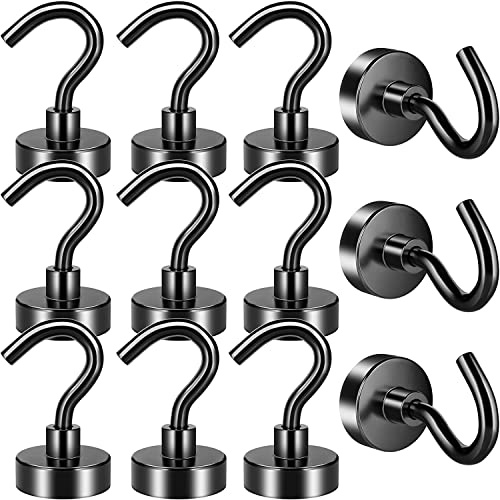 FINDMAG 12 Stück Magnethaken Extra Stark, 10 kg+ Magnet Haken Schwarze | Magnethaken Für Schlüssel, Küche, Kreuzfahrt, Spind, Garage, Camping, Büro Und Zum Platzsparenden Aufhängen