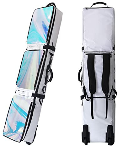 Rollski- und Snowboardtasche mit Rollen, gepolsterte, wasserdichte, große Skischuhtasche, mit 3 Skiausrüstungsfächern, Skigeschenke für Männer und Frauen, rollende Snowboardtasche