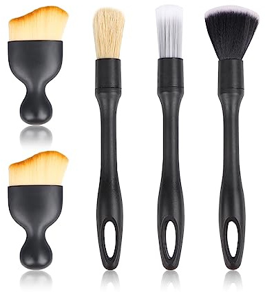 MplehDa Car Cleaning Brush, 5pcs Car Detailing brushes, Car Interior Brush, Car Dust Brush Dust Sweeping Soft Brush, Soft Bristles Dust Removal Brush for Car, Dashboard, Air Outlet