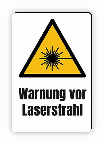 Warnzeichen (W004) Warnung vor Laserstrahl - Eckiges Warnschild mit Text - Warnschild mit Text - nach DIN EN ISO 7010