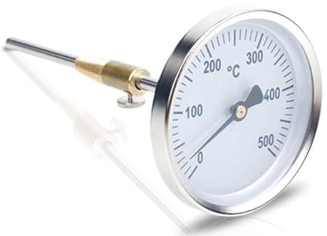 Bimetall-Rauchgasthermometer bis 500°C mit verstellbarem Konus - 300mm