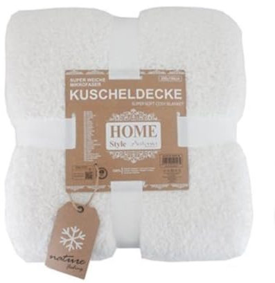 Teddy Kuscheldecke 150 x 200 cm | warme Wohndecke in Kunstfell-Optik | Flauschige Mikrofaser Decke (Weiß)