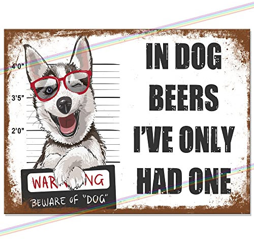 Dog Beers Funny Metal Tin Bar Signs Father's Day Present Bar Accessories Home Pub Outdoor Garden Shed Garage Vintage Wall Plaque Man Cave Gift Metal 20cm x 15cm