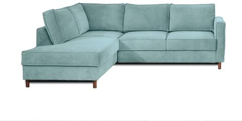 Lisa Design Jake - Ecksofa mit Schlaffunktion - 5-Sitzer - Samt - Links Blau