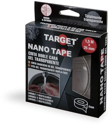 NANO TAPE ® - Ruban Adhésif Double Face Transparent puissant - Lavable et Réutilisable - 1,5 M x 25 mm | Original 2 mm d'épaisseur, Loisirs Créatifs