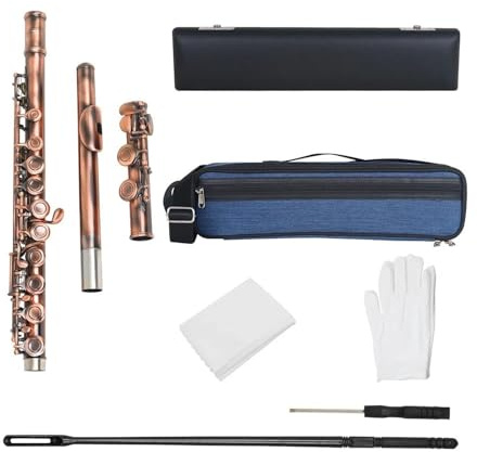 flauta de instrumento musical Instrumento de viento de madera C-Key Juego de flauta de 16 agujeros Guantes de flauta con llave CAccesorios y piezas