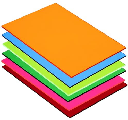 QUARKZMAN 6 Pz Lastre in Pmma Acrilico Trasparente Colorato 7 x 5 Pollici 6 Colori Lastre in Acrilico per Progetti Fai da Te, Arte, Creazioni, Taglio e Incisione Laser