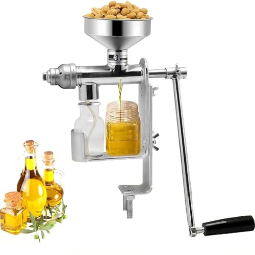 Kadxyan Presse À Huile Manuelle, Petite Machine D'extraction D'huile Domestique en Acier Inoxydable, Presse À Huile Chaude Et Froide À Manivelle, Nettoyage sans Effort, pour Presser Les Cacahuètes