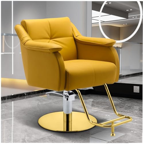 Llchaensc Friseurstuhl, Friseursessel Höhenverstellbar Für Herren Damen, Friseureinrichtung Bedienungsstuhl Vintage Retro, Kunstleder,Silber,A