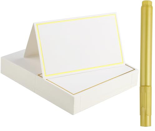 100 Pièces Marque Place, Porte Nom Table Vierges avec 1 Stylo Marqueur, Marque Place Anniversaire pour Mariage, Communion, Anniversaire, Festival, Fête, Baptême