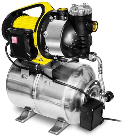 TROTEC Hauswasserwerk mit Filter TDW 4800 ESF – Leistung 4800 l/h, 1300 W, Förderhöhe 30 m – Energiesparend, Auto-Restart, Auto-Stop, Pumpe für Brauchwasserversorgung, Bewässerung, Edelstahl