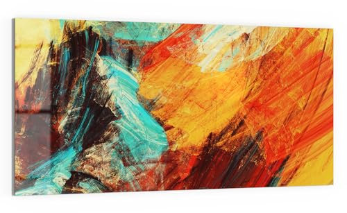 DEQORI Glas-Magnettafel | 100x50 cm cm groß | Motiv Bunte Pinselstriche | Memo-Board aus Glas | Magnetboard inkl. Magnete, Stift & Tuch für Küche & Büro | Tafel magnetisch & beschreibbar